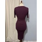 Say What? Say What Ribbed Knit Bodycon Dress Gold Button Detail Midi Burgundy Size L Photo 7