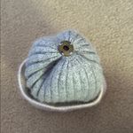 Gray and Cream Ribbed Angora Blend Beanie Sz S Photo 2