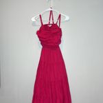 Anthropologie Let Me Be Cutout Tiered Dress Open Back Maxi Hot Pink Extra-Small Photo 2