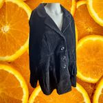 Denim & Company Corduroy Blazer Jacket Button Front Pockets‎ Black XL Gray Photo 1