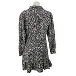 Topshop  Black Floral Button Collared Bow Front Long Sleeve Mini Shirt Dress Sz 8 Photo 3