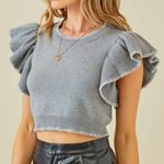 Grey Cropped Knit Top Gray Size M Photo 0