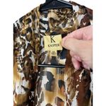 Kasper 2X Animal Print Sheer Chiffon Open Front Cardigan Lightweight Blouse Top Brown Size XXL Photo 2
