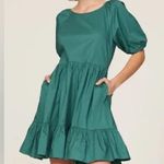 Peter Som  Size 4 Women’s Green Mini Dress Puff Sleeve Tiered Back Photo 6
