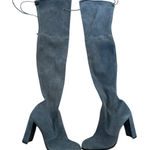 Stuart Weitzman  90MM Highland Block Heel Suede Over The Knee Boots Blue 6 Photo 0