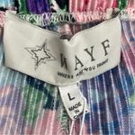 WAYF  Floral Accordion Pleat Satin Pull On Straight Leg Pants Purple Pink Large Photo 9