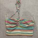 Altar'd State Colorful Striped Halter Crop Top Photo 0