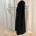 Source Unknown Vintage 1950s Women’s Black Dress Coat with‎ Fur Collar Hollywood Glamour Large Photo 1