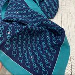 100% Silk 34”x35” Chain Design Scarf Blue Photo 6
