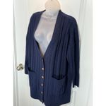 Torrid  Navy Blue Ribbed Button Front Long Cardigan Sweater Womens 00 Comfy Work Photo 3