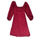 Free People Women’s Iris Long Balloon Sleeve Red Blue Floral Midi Dress Size S Photo 1