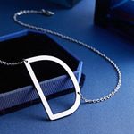 Silver Initial Pendant Necklace Letters A Photo 2