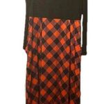None Plaid Maxi Dress Long Sleeve Black / Red Women Size XXL NWOT Photo 0
