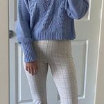 Ecru Cream Plaid Stretch Cropped Flare Pants Photo 1