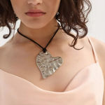 Urban Outfitters  Annette Heart Corded Necklace Silver Black Layered NWT Photo 0