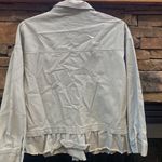 JODIFL  size M button up denim jacket ruffle pockets olive army green boutique Photo 3