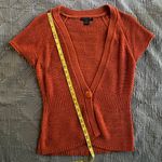 August Silk Short Slevve Textured Orange Cardigan SP Photo 6