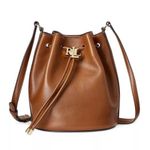 Ralph Lauren Lauren Tan Smooth Leather Medium Andie Drawstring Bag, New w/Tag Photo 0