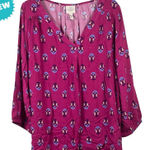 st. john's bay St John Bay Peasant Blouse Women's Size XLT Purple Floral Feather Design Boho Photo 0