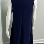 Nanette Lepore  Sleeveless Navy Blue Swing Dress with White Flower Trim size 8 Photo 4