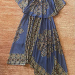 Live and let live  Boho Asymmetric Blue Aztec Dress Cape Yoke Size S Photo 0