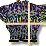 Ashley Stewart Chevron Stripe Key Hole Smocked Waist Blouse Multicolor 0X Photo 9