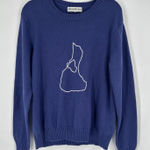 Ellsworth + Ivey Navy Blue Sweater Nantucket Embroidery Crew Neck Women's Size L Size L Photo 0
