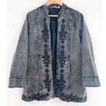 Soft Surroundings Black Embroidered Tunic Jacket Medium Petite Casual Denim Photo 0