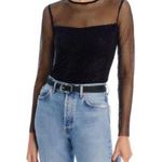 AQUA  Black Sheer Sleeve Bodysuit Photo 0