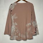 Soft Surroundings  Pink Floral Embroidered Thermal Bell
Cuff Top Small Photo 1
