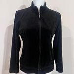 Croft & Barrow Women’s Black Lace Zip Up Velour Jacket W/ Pockets Petite Large Photo 0