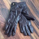 Adrienne Vittadini  Oxblood Leather Gloves Cashmere Wool Lining Size Medium Photo 0