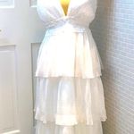 Lulus dreamy mood white Swiss dot tiered midi dress. Polyester. Size Small. Photo 4