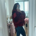 Like new diana roosh bright red fox fur sheep skin leather jacket fur coat Size XS Photo 2