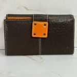 Puntotres Brown Leather Wallet Bifold Snap Closure Contrast Stitching 6.5"x4" Brown Photo 2