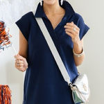 Entro  Women’s Classic Navy Side Zip V-Neck Ribbed Relaxed Dress Size Small Photo 0