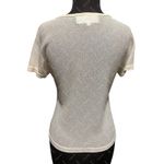 Platinum Dorothy Schoelen Sheer Vintage Cream Stretch Top Sz S Short Sleeve Photo 3