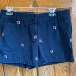 J.Crew Size 10 Classic Twill Chino Shorts Blue with Pink Embroidered Flip Flops Photo 0
