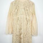 Free People  Mini Boho Dress Women Size 0 Cream Embroidered Witch Fairy Concert Photo 1