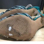 Jessica Simpson Wamblee Sandals Women 8 Green Satin Rhinestone Heels Ankle Strap Photo 4