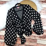 LeRumi polka dot balloon sleeve tie front cardigan‎ Photo 1
