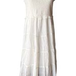 TALULAH  White Smocked Maxi Dress Shoulder Ties, Sz L Photo 3