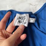 Princess Polly Blue Ribbed Faux Wrap Crop Top Long Sleeve Size 13 Photo 3