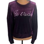 MISA Los Angeles je t’adore embroidered velvet balloon sleeve sweatshirt size S Photo 2