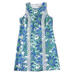 Eliza J  Floral Embroidered Sleeveless Shift Dress Blue White Green 14 EUC Photo 2
