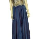 Glow Dress Embellished Bodice Chiffon sweatheart in blue gown size 6 Photo 0