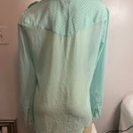 Candie's  Teal Sheer V-Neck Blouse Size L Photo 3