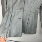 Vtg Y2K Brandon Thomas Leather Jacket Blazer Sz Small Grey Button Front Gray Photo 5