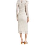 dRA Los Angeles Cream Beige Crochet Striped Midi Dress Ruffle Sleeves Large Tan Photo 1