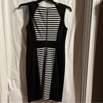 Calvin Klein  Black‎ White Striped Midi Sleeveless Dress Size 8 Classy Career Photo 1